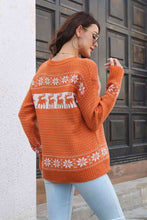 Load image into Gallery viewer, Reindeer & Snowflake Pattern Dropped Shoulder Pullover Sweater