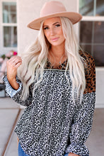 Load image into Gallery viewer, Animal Print Color Block V-Neck Flounce Sleeve Blouse