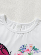 Load image into Gallery viewer, Butterfly Graphic Top and Belted Denim Shorts Set