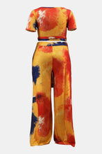 Load image into Gallery viewer, Plus Size Printed Crisscross Tie Front Top and Pants Set