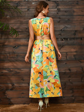 Load image into Gallery viewer, Cutout Floral Round Neck Sleeveless Dress