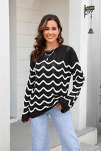 Load image into Gallery viewer, Wave Pattern Round Neck Long Sleeve Sweater