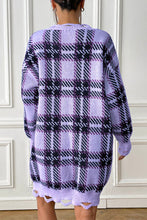 Load image into Gallery viewer, Plaid V-Neck Long Sleeve Sweater Dress