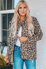 Load image into Gallery viewer, Leopard Drawstring Waist Jacket with Pockets