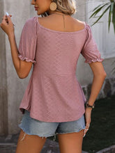 Load image into Gallery viewer, Ruched V-Neck Flounce Sleeve Blouse