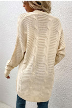 Load image into Gallery viewer, Cable-Knit Open Front Cardigan with Pockets