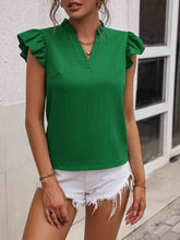 Load image into Gallery viewer, Notched Neck Butterfly Sleeve Blouse