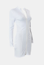 Load image into Gallery viewer, Ribbed Trim Zip Up Mini Dress