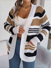 Load image into Gallery viewer, Striped Open Front Long Sleeve Cardigan