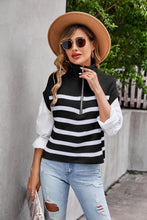 Load image into Gallery viewer, Striped Half-Zip Collared Vest