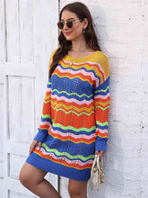 Load image into Gallery viewer, Openwork Round Neck Sweater Dress