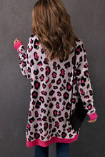 Load image into Gallery viewer, Leopard Contrast Trim Open Front Longline Cardigan