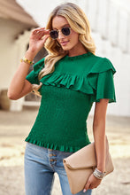Load image into Gallery viewer, Smocked Tie Back Flutter Sleeve Blouse