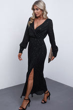 Load image into Gallery viewer, Rhinestone Surplice Split Maxi Dress
