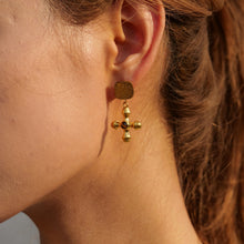 Load image into Gallery viewer, Gold-Plated Stainless Steel Cross Shape Earrings