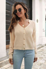 Load image into Gallery viewer, Button-Down Dropped Shoulder Ribbed Cardigan