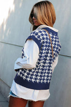 Load image into Gallery viewer, Houndstooth V-Neck Capped Sleeve Knit Vest