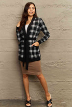 Load image into Gallery viewer, Ninexis Full Size Plaid Tie Waist Pocketed Cardigan