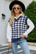 Load image into Gallery viewer, Houndstooth V-Neck Capped Sleeve Knit Vest