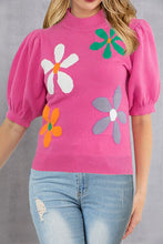 Load image into Gallery viewer, Flower Mock Neck Short Sleeve Sweater