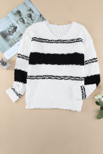 Load image into Gallery viewer, Striped V-Neck Popcorn Knit Sweater