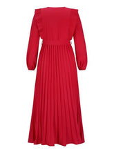 Load image into Gallery viewer, Pleated Surplice Tie Waist Maxi Dress