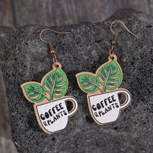 Load image into Gallery viewer, Wooden Alloy Dangle Earrings