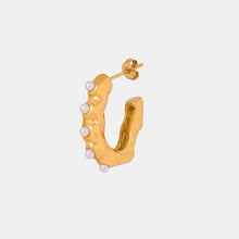 Load image into Gallery viewer, Synthetic Pearl 18K Gold-Plated Earrings