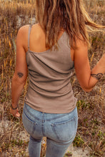 Load image into Gallery viewer, Asymmetrical Neck Sleeveless Waffle-Knit Tank
