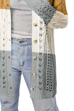 Load image into Gallery viewer, Openwork Ribbed Cuff Longline Cardigan