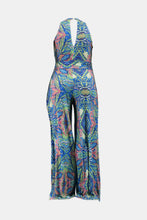 Load image into Gallery viewer, Plus Size Printed Tie Waist Jumpsuit with Pockets