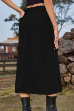 Load image into Gallery viewer, Slit Front Midi Denim Skirt with Pockets