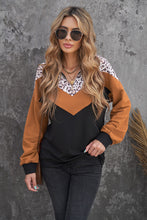 Load image into Gallery viewer, Leopard Color Block Quarter-Zip Sweatshirt