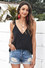 Load image into Gallery viewer, Buttoned Lace Trim Plunge Cami
