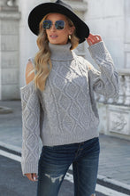 Load image into Gallery viewer, Cold Shoulder Textured Turtleneck Sweater