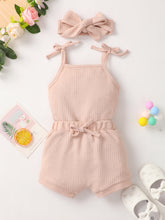 Load image into Gallery viewer, Baby Girl Waffle-Knit Tie-Shoulder Top and Shorts Set