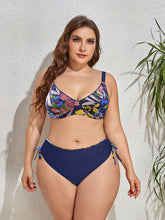 Load image into Gallery viewer, Plus Size Printed V-Neck Drawstring Bikini Set
