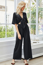 Load image into Gallery viewer, Tie Front Top & Wide Leg Pants Set