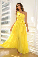 Load image into Gallery viewer, Cutout One-Shoulder Tie Waist Dress