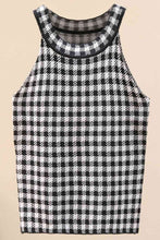 Load image into Gallery viewer, Plaid Round Neck Sleeveless Knit Top