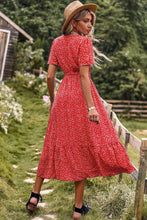 Load image into Gallery viewer, Printed Tie-Waist Short Puff Sleeve Surplice Dress