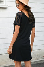 Load image into Gallery viewer, Sheer Striped Raglan Sleeve T-Shirt Dress