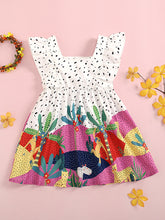 Load image into Gallery viewer, Girls Mixed Print Flutter Sleeve Dress
