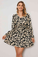Load image into Gallery viewer, Animal Print Surplice Neck Long Flounce Sleeve Dress