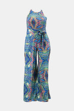 Load image into Gallery viewer, Plus Size Printed Tie Waist Jumpsuit with Pockets