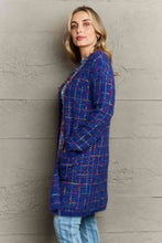 Load image into Gallery viewer, Plaid Fringe Trim Open Front Longline Cardigan