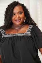 Load image into Gallery viewer, Double Take Contrast Square Neck Puff Sleeve Blouse