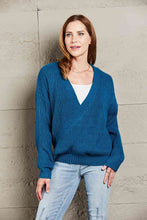 Load image into Gallery viewer, Double Take Surplice Neck Dropped Shoulder Sweater