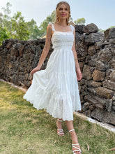Load image into Gallery viewer, Ruffle Shoulder Frill Trim Smocked Lace Tiered Dress