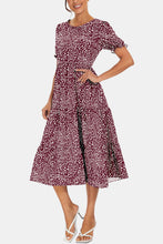 Load image into Gallery viewer, Round Neck Flounce Sleeve Midi Dress